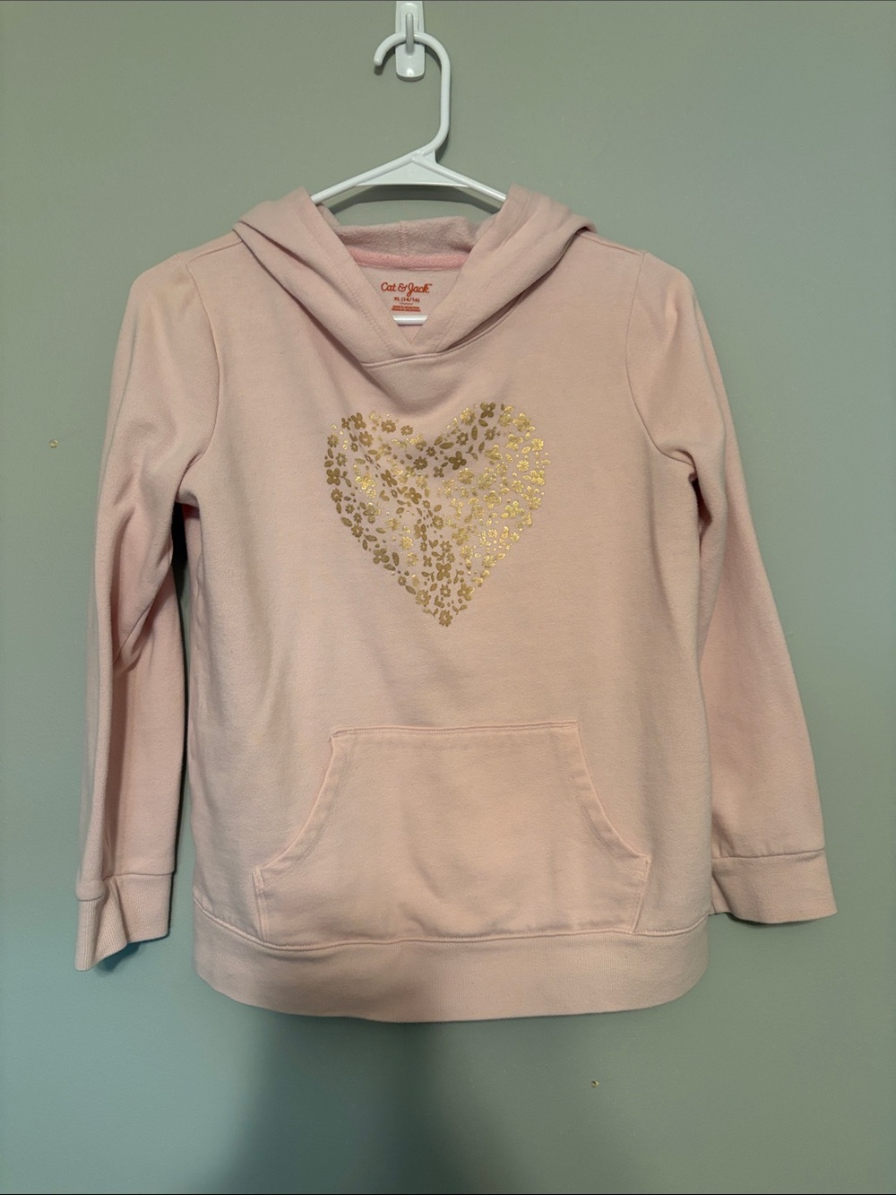 Cat & Jack Light Pink Hoodie with Gold Heart Graphic